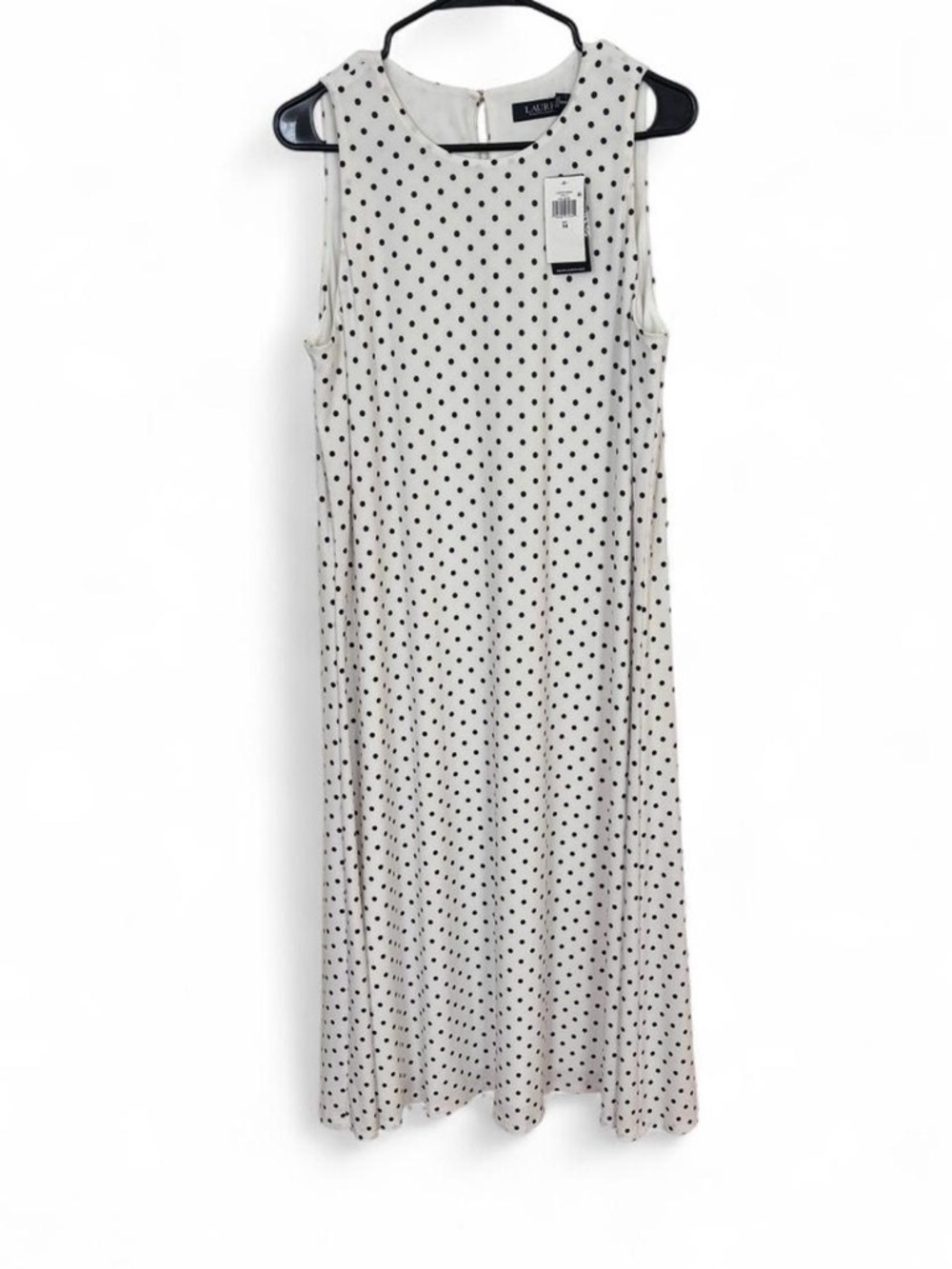 NWT Ralph Lauren Cream Polka Dot Midi Dress - Sleeveless Sz 14